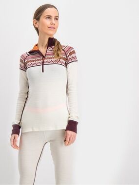 Kari Traa Lokke Long Sleeve Wool Base Layer Quarter Zip Size M